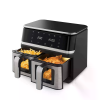 [EU Direct] NovuLife 2000W Elektrische Duale manden airfryer 9L 80~200°C Bereik 360° Hot Air Circulation met LED Digitaa