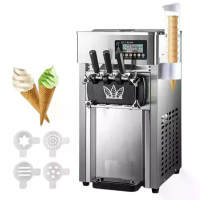 [EU Direct] NovuLife A168 1200W commerciële zachte ijsbereider met dubbele 3L containers, 16~18L/H groot maken, 3 smaken