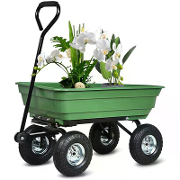 [EU Direct] Opvouwbare Tuin Kiepwagen met stalen frame Pneumatische banden Laadvermogen 300lbs voor buiten rijden op het
