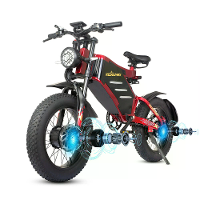 [EU DIRECT] RZOGUWEX X7 Elektrische Fiets 48V 30Ah Accu 1000W*2 Dubbele Motor 20*4.0Inch Vetbanden 90KM Actieradius 200K