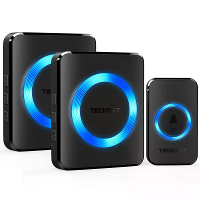 [EU Direct] TECKNET HWD01888 Twin Plug in Wireless Doorbell Kit 1300ft Range IP65 Waterproof 60 Chimes LED Alert 2 Recei