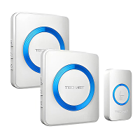 [EU Direct] TECKNET HWD01888 Draadloze Deurbelsysteem 400m Bereik IP65 Waterdicht 5 Volume Niveaus LED Visuele Waarschuw