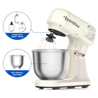[EU Direct] Teendow SM B03 Staand Koopmixer 5Qt Grote Mengkom 12 standen Snelheid Verstelbaar met Deeghaak Klopper & Bea
