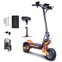 [EU DIRECT] TOURSOR X5 52 Elektrische Scooter met Zadel 2500W*2 Dubbele Motor 52V 25AH Batterij 11inch Banden 80KM Maxim