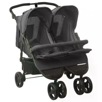 [EU Direct] vidaXL 10242 Twin Kinderwagen Antraciet Stalen Luxe Baby Kinderwagen Kar Draagbare Buggy Babydrager Opvouwba