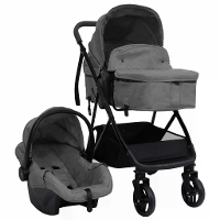 [EU Direct] vidaXL 10329 Baby Stroller 3 in 1 met autostoel Draagbare reis kinderwagen Opvouwbare kar