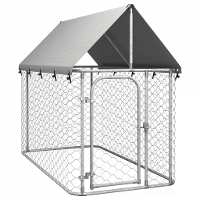 [EU Direct] vidaxl 171496 Buitenhondenhok met Dak 200x100x150 cm Huis Kooi Opvouwbare Puppies Katten Slaap Metalen Speel