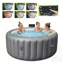 [EU Direct] WaveRite 2 3 Persoons Inflatable Hot Tub Spa (180 x 71 cm) Ronde & Draagbare Spa Pool Met 130 Luchtjets LED