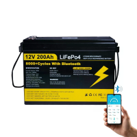 [EU Direct] Xmund 12V 200Ah LiFePO4 Batterijpakket Bluetooth met 200A BMS Bescherming 8000+ cycli Ondersteunt Serie en P