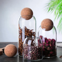 [EU Direct] Xmund 3STUKS Heldere Glaspot met Houten Baldeksel, Hittebestendig door Hoog Borosilicaat, Luchtdicht Glazen