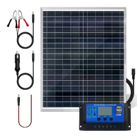 [EU Direct] ZGZXSEXHZ 20W draagbaar zonnepaneelkit met 100A zonnecharge controller 33x40 cm LCD USB poort voor RV campin