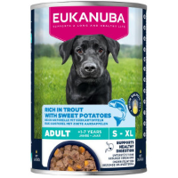 Eukanuba Adult met forel en zoete aardappel natvoer hond 8 trays (48 x 400 g)