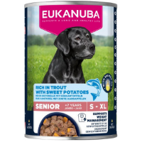 Eukanuba Senior met forel en zoete aardappel natvoer hond 4 trays (24 x 400 g)