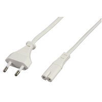 Eurokabel met 8 vormige plug wit 1,5m