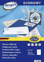 Europe 100 ELA027 Universele etiketten 210 x 297 mm Papier Wit 100 stuk(s) Permanent hechtend Inkjet, Laser (zwart/wit), Laser (kleur), Kopiëren (zwart/wit),