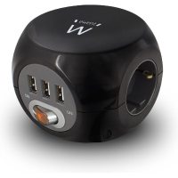 Ewent Kubusvormige stekkerdoos 3x inclusief 3 USB poorten, 1.5M