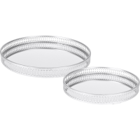 Ronde kaarsenbord / kaarsplateau zilver spiegelbodem D25 cm