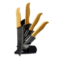 Exquisite Bamboo Handle Blade Black Ceramic Knife Suit With Holder