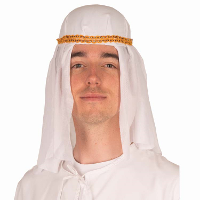 Arabieren sheik verkleed hoofddoek   wit/goud   volwassenen