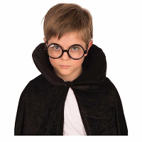 Carnaval verkleed bril   zwart   met ronde glazen   voor de Harry/Nerdy of Wally Look