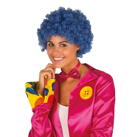 Carnaval verkleed Clownspruik met krulletjes   blauw   volwassenen
