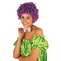 Carnaval verkleed Clownspruik met krulletjes   paars   volwassenen
