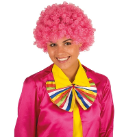 Carnaval verkleed Clownspruik met krulletjes   roze   volwassenen