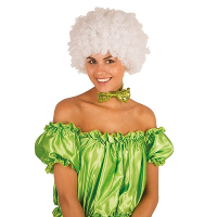 Carnaval verkleed Clownspruik met krulletjes   wit   volwassenen