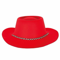 Carnaval verkleed cowboyhoed   rood   voor volwassenen   flock vilt   western