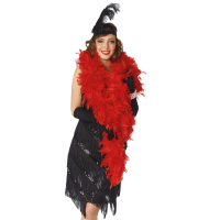 Carnaval zeer volle verkleed boa met veren   rood   180 cm   100 gram   Glitter and Glamour