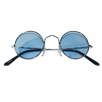 Faram Party carnaval zonnebril   Hippie Flower Power Sixties   ronde glazen   blauw
