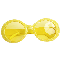Faram Party Dames party bril   geel met glitters   Seventies/disco stijl
