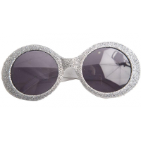 Faram Party Dames party bril   zilver met glitters   Seventies/disco stijl