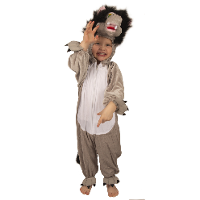 Faram Party dierenpak   Pluche wolf kostuum   grijs   voor kinderen   jumpsuit