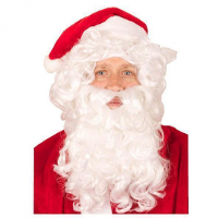Faram kerstman baard en pruik   verkleed baarden   wit   Pruik met de bekende krullen