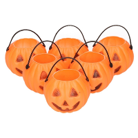 Halloween mini pompoen emmers   6x   5 cm   decoratie/versiering/accessoires   Traktatie emmertjes
