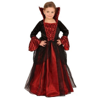 Halloween verkleed jurk Vampier voor meisjes   rood/zwart   openstaande kraag