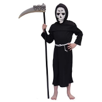 Halloween verkleed kostuum Magere Hein   kinderen   zwarte mantel   met masker