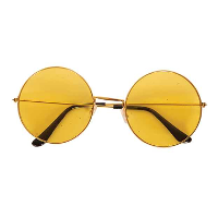 Hippie Flower Power Sixties ronde glazen zonnebril geel