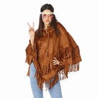Faram Party Hippie verkleed poncho   voor volwassenen   bruin   one size   indiaan  carnaval