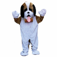 Honden dierenpak   verkleedkleding   volwassenen   mascotte outfit   wit/bruin   one size