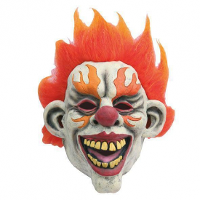 Faram Party horror masker   enge clown   met flames   latex   Halloween feestmasker