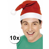 Faram Party Kerstmuts   10x   rood   acryl   volwassenen   verkleed accesoires