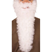 Lange witte gekrulde verkleed baard   carnaval   heren   kabouters/oude mannen