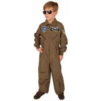 Leger piloot carnaval verkleed kostuum   jumpsuit   voor kinderen   bruine overall