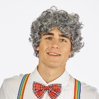 Opa pruik voor heren   grijs   krullen   verkleed accessoires   Abraham/Opa