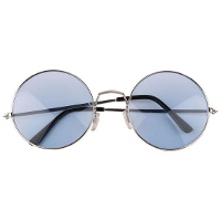 Party zonnebril   Hippie Flower Power Sixties   grote XL ronde glazen   blauw