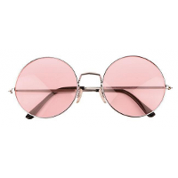 Party zonnebril   Hippie Flower Power Sixties   grote XL ronde glazen   roze
