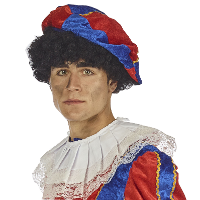 Pieten verkleed baret/muts/pet   blauwe/rood   voor volwassenen
