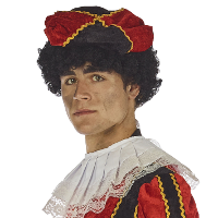 Pieten verkleed baret/muts/pet   rood/zwart   voor volwassenen